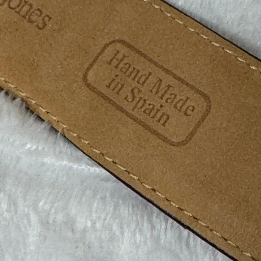 Bullock &‎ Jones Mens Tan Leather Belt Silver Buckle Sz 40 Contrast Stitching